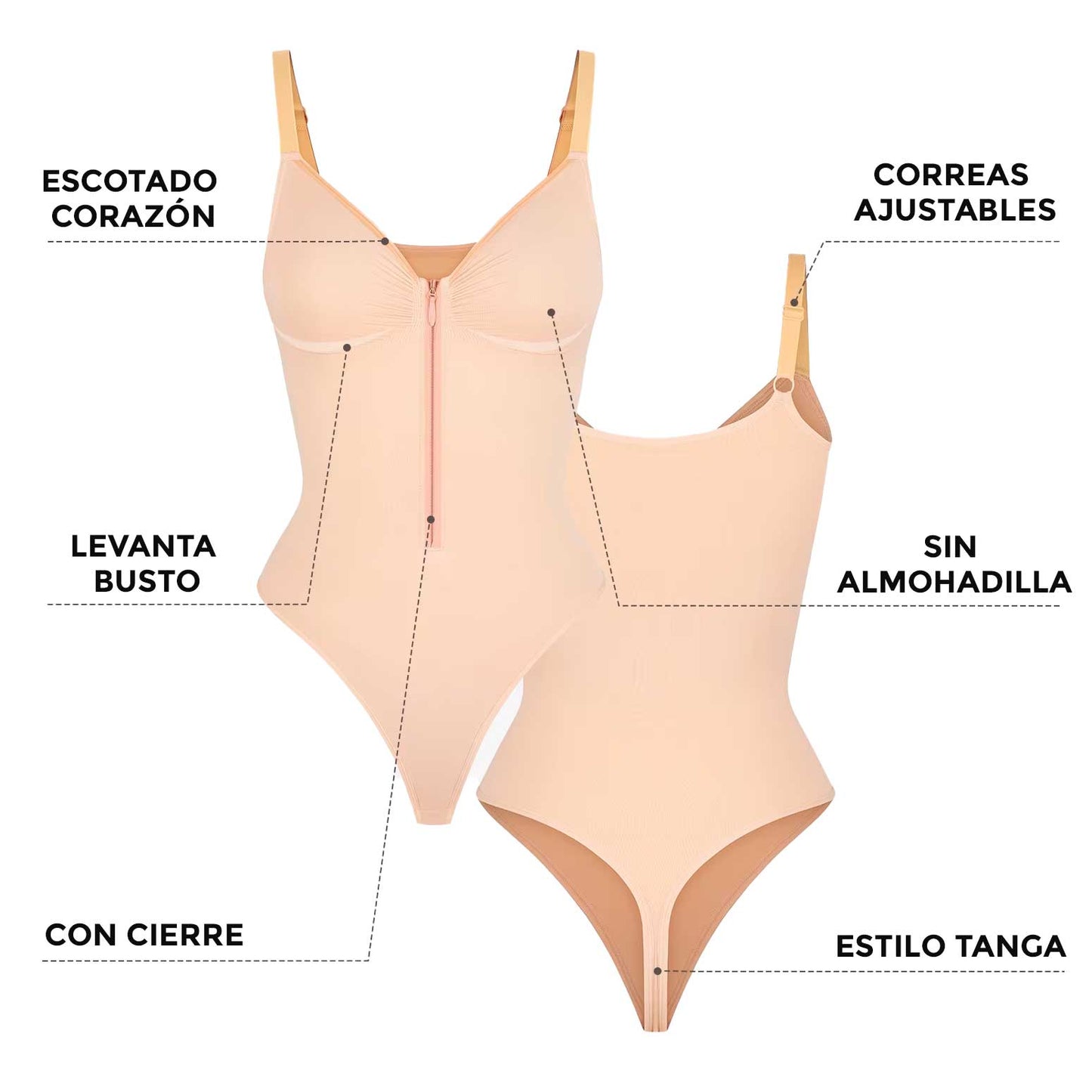 Body Shaper con cierre levanta busto (estilo tanga)