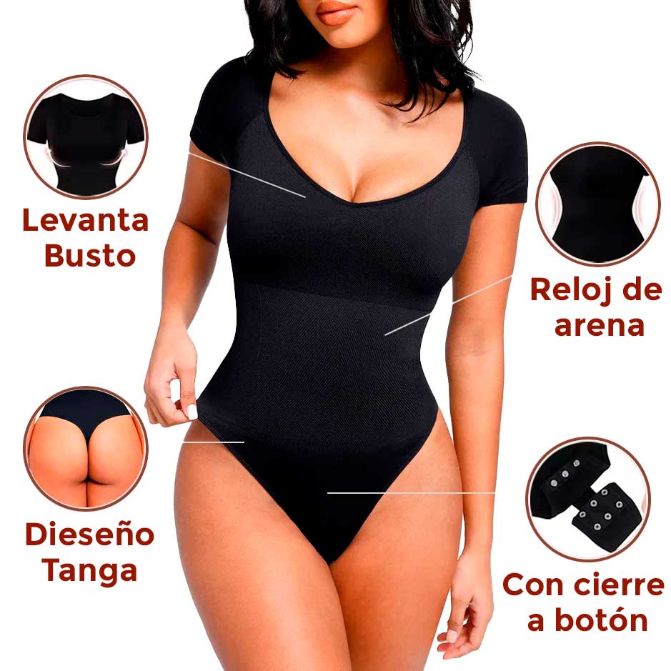 Body Shaper manga corta con almohadillas  (estilo tanga)