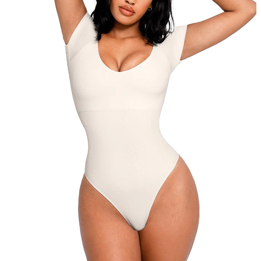 Body Shaper manga corta con almohadillas  (estilo tanga)